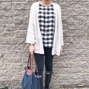 Grey cocoon open front sweater